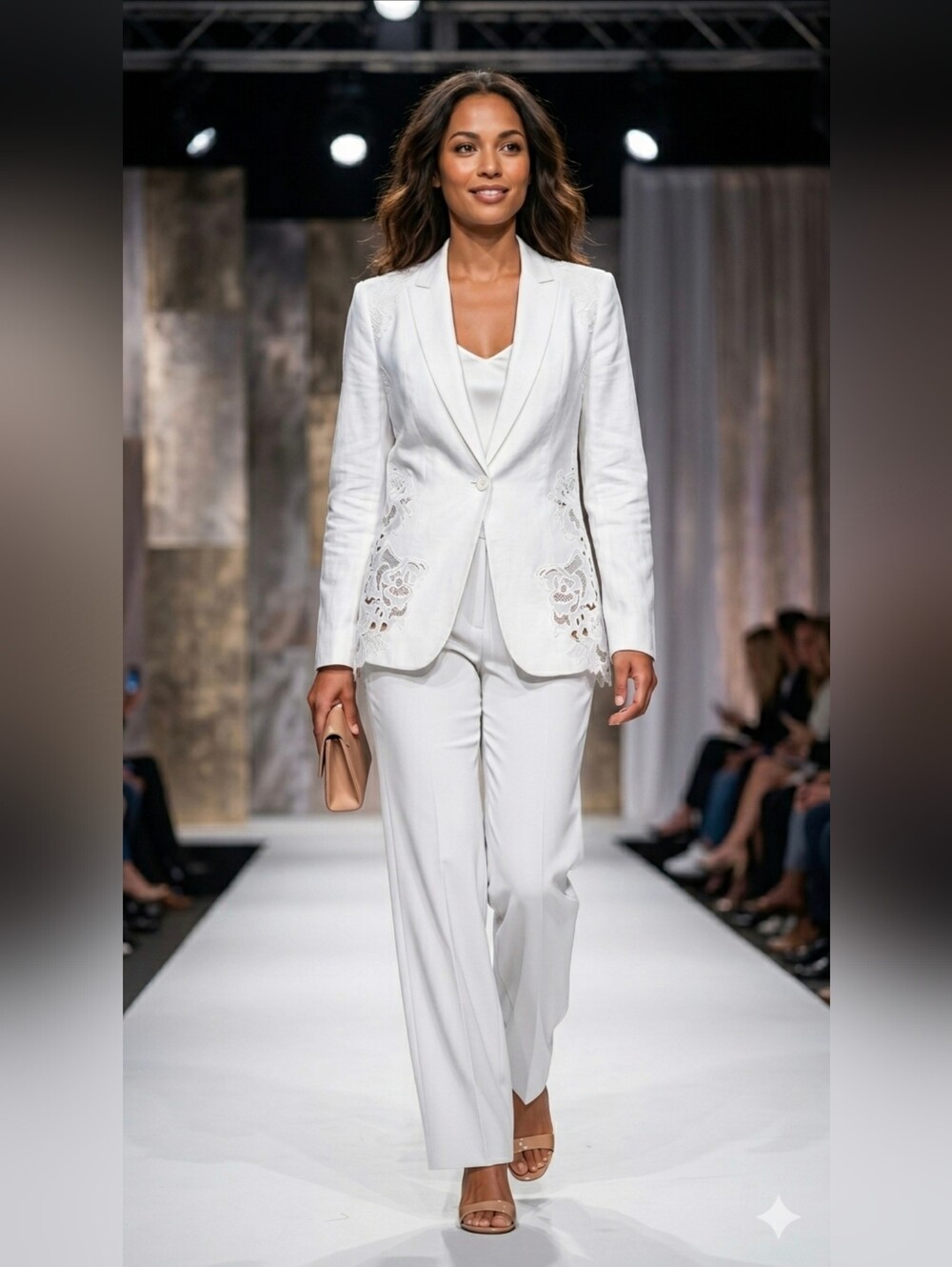 Elie Tahari White Linen Blend Floral Lace Cutout Blazer Jacket Size 6 NWT